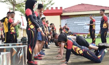 Ujian Kesemaptaan Jasmani dan Beladiri Polri Berkala Semester I 2024 Personel Satbrimob Polda Kalbar