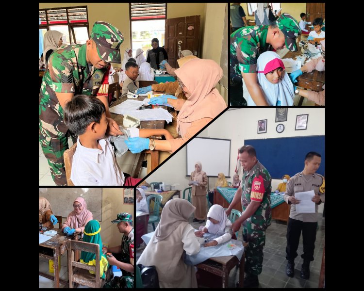 Babinsa Sambi Dampingi Imunisasi Anak Sekolah di Boyolali
