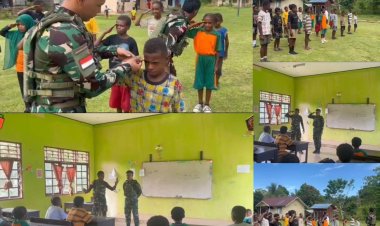 Satgas Pos Yembun Latih PBB Siswa SD Metnayam