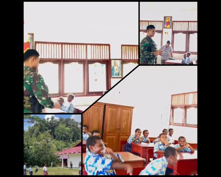 Pos Konja Yonif 763/SBA Beri Edukasi dan Motivasi di SD YPPK Maan