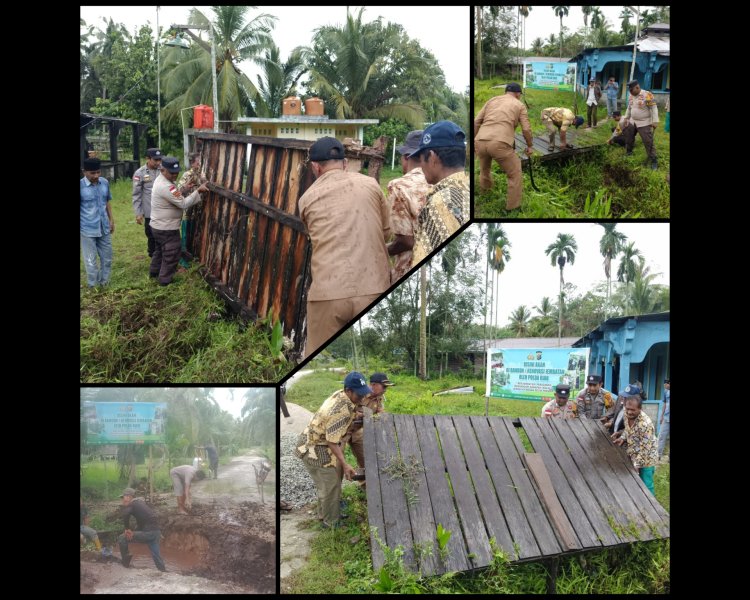 Polres Meranti Bangun Jembatan Merah Putih Presisi, Akses Antar Desa Makin Lancar