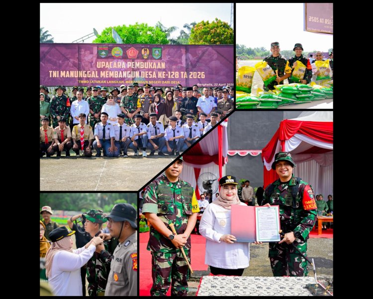 Bupati Kasmarni Buka TMMD ke-128 di Pinggir, Percepat Pembangunan Desa Bengkalis