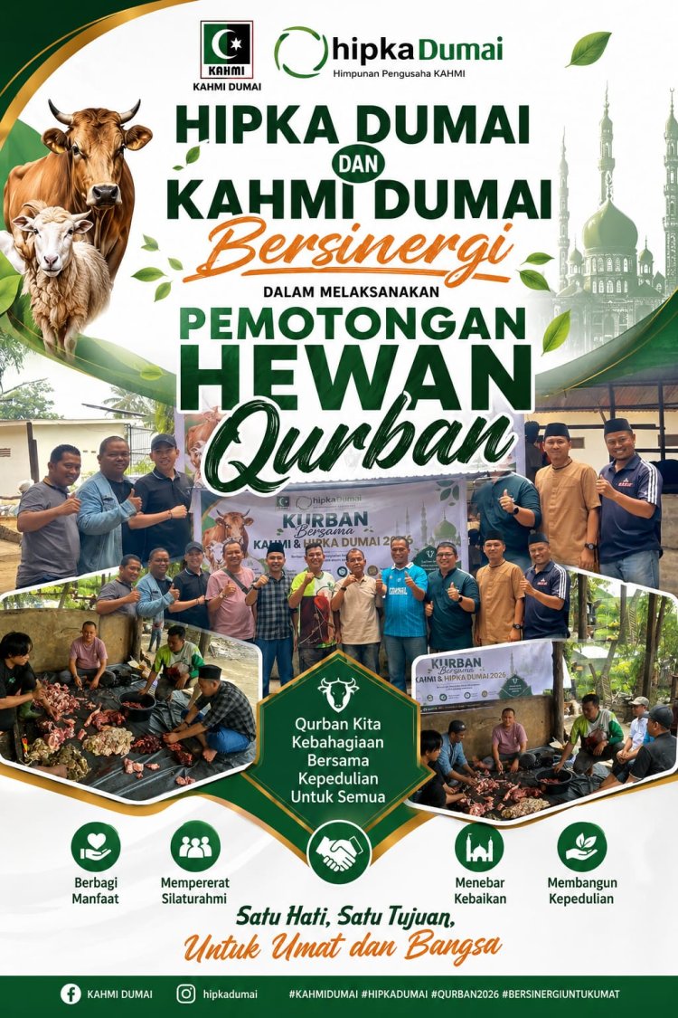 HIPKA dan KAHMI Dumai Tebar 150 Kantong Daging Kurban untuk Masyarakat