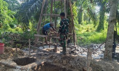 Progres Sumur Bor TMMD ke-129 Kodim 0313/KPR di Teluk Meranti Capai 20 Persen