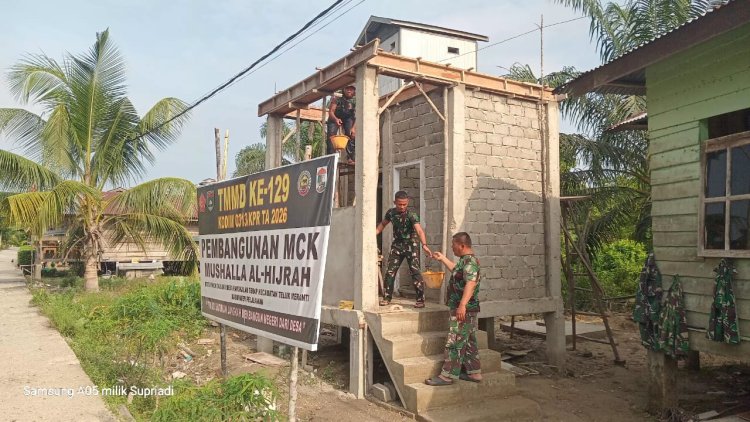 Berkat Gotong Royong, Pembangunan Fasilitas Sanitasi Mushala Al-Hijrah Pangkalan Terap Dekati Tahap Akhir   