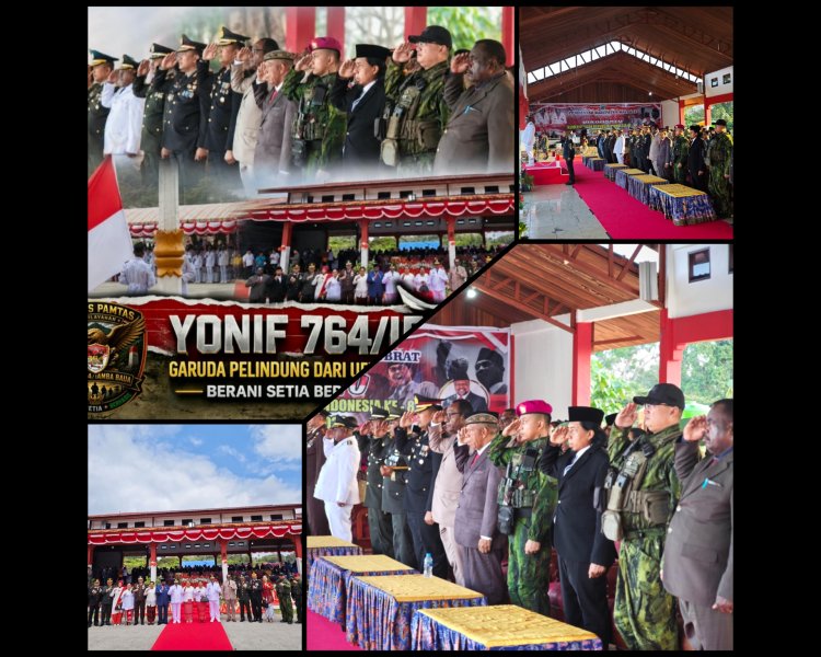 Satgas Yonif 764/IB Hadiri Upacara HUT RI ke-81 di Maybrat